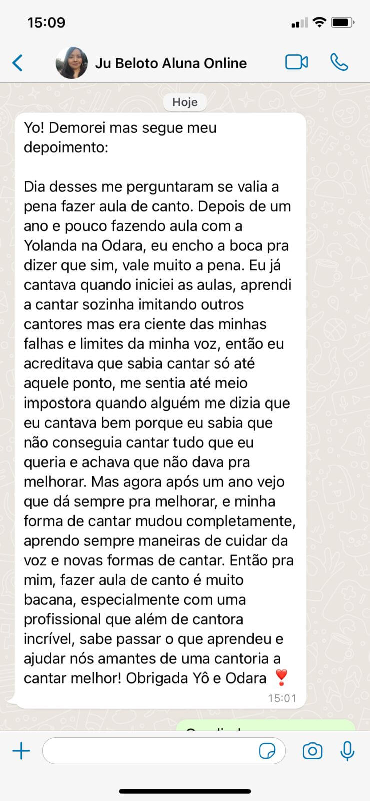 Depoimento Juliana Belotto, Professora de Inglês